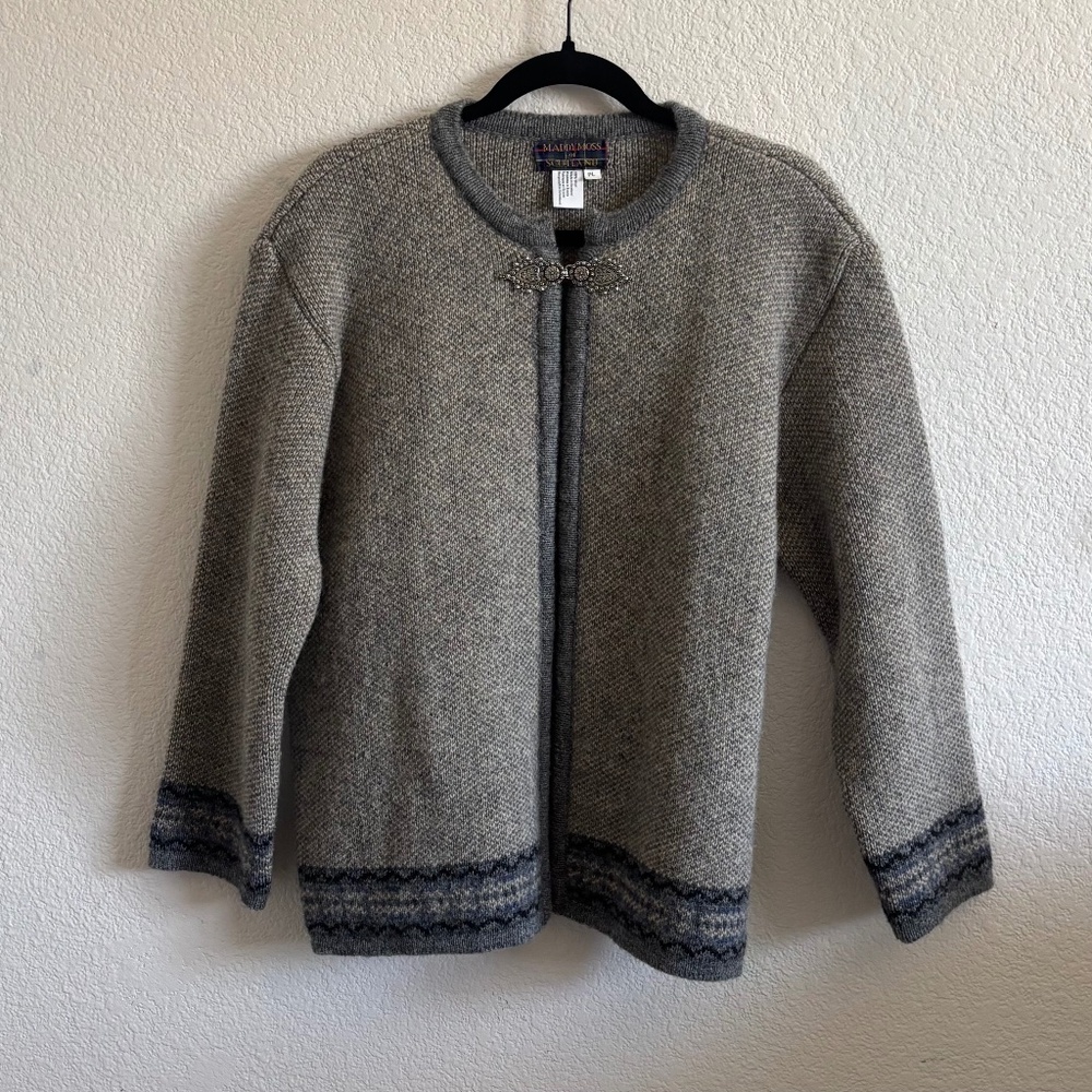 Maddy Moss 100% Wool Cardigan